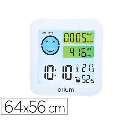 MEDIDOR DE AIRE ORIUM QUAELIS 20 MEDIDOR DE C02 Y COV SUPERFICIE 30 M2 PANTALLA LCD COLOR BLANCO 64X56 MM
