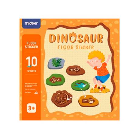 JUEGO DIDACTICO MIDEER DINOSAURIO CON 64 ADHESIVOS PARA SUELO REMOVIBLES +3 AÑOS