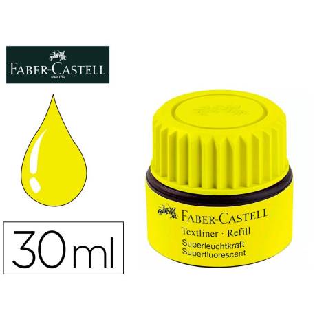 TINTA ROTULADOR FABER CASTELL TEXTLINER FLUORESCENTE 1549 CON SISTEMA CAPILAR COLOR AMARILLO FRASCO DE 30 ML