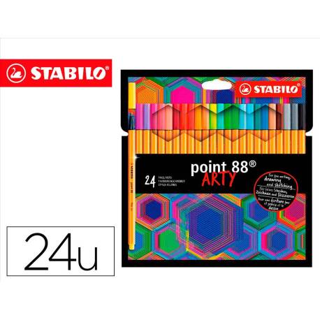 ROTULADOR STABILO POINT 88 PUNTA DE FIBRA ARTY LINE ESTUCHE CARTON DE 24 UNIDADES COLORES SURTIDOS