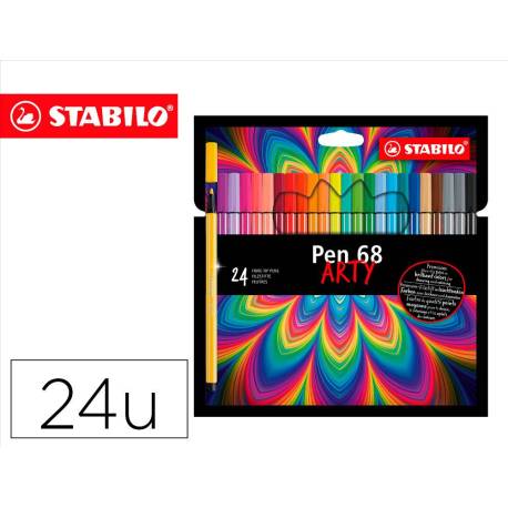 ROTULADOR STABILO ACUARELABLE PEN 68 ARTY LINE 1 MM ESTUCHE CARTON DE 24 UNIDADES COLORES SURTIDOS