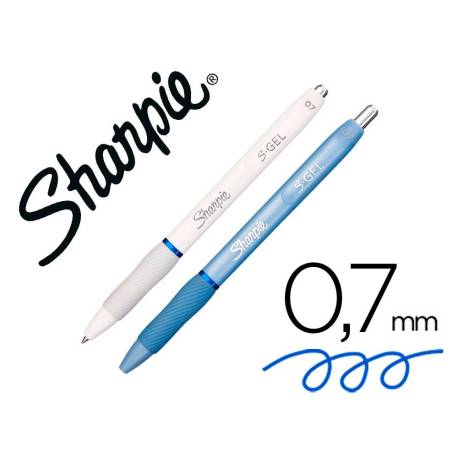 Boligrafo sharpie fashion retractil tinta gel azul 0,7 mm color azul hielo y blanco