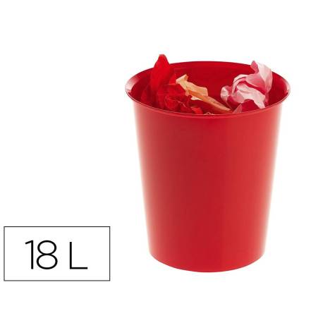 PAPELERA PLASTICO ARCHIVO 2000 ECOGREEN 100% RECICLADA 18 LITROS COLOR ROJO 290X310