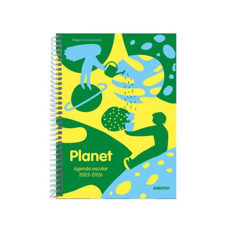 AGENDA PLANET ADDITIO SEMANA VISTA CURSO ESCOLAR COMUNICACION FAMILIA/CENTRO PRIMARIA A5 COLORES SURTIDOS