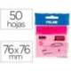BLOC DE NOTAS ADHESIVAS QUITA Y PON MILAN 76X76 MM REMOVIBLE PLASTICO TRANSLUCIDO ROSA FLUOR 50