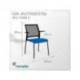SILLA ROCADA CONFIDENTE BRAZOS FIJOS ESTRUCTURA METALICA ASIENTO TELA IGNIFUGA AZUL RESPALDO MALLA