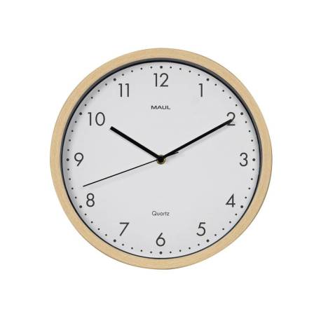 RELOJ MAUL GRAIN DE PARED REDONDO 30 CM DIAMETRO CUARZO MARCO MADERA NATURAL CLARA
