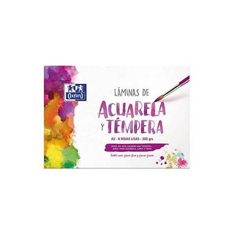 PAPEL DE DIBUJO OXFORD ACURELA DIN A4 350 GR SOBRE DE 6 HOJAS