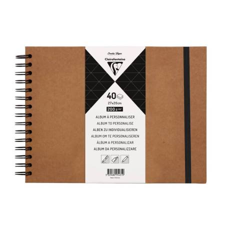 ALBUM ESPIRAL PARA PERSONALIZAR CLAIREFONTAINE TAPA DURA KRAFT 27X20 CM 40 HOJAS 200 GR