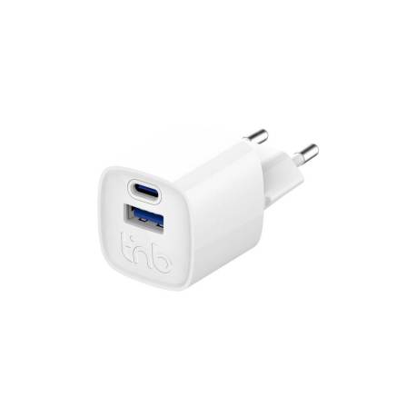 CARGADOR DE PARED TNB GAN 30 W USB-C + USB A COLOR BLANCO