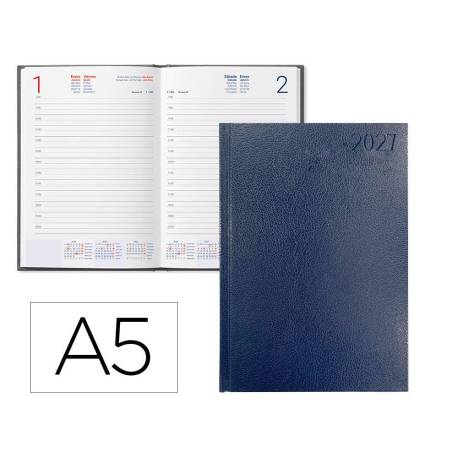 AGENDA OFICINA LIDERPAPEL 2027 ENCUADERNADA CORFU DIA PAGINA A5 BILINGUE 60G PAPEL FSC BLUE