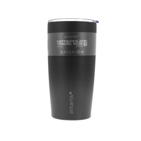 VASO TERMICO ANTARTIK MONO TAPA HERMETICA ACERO INOXIDABLE LIBRE DE BPA NEGRO 520 ML