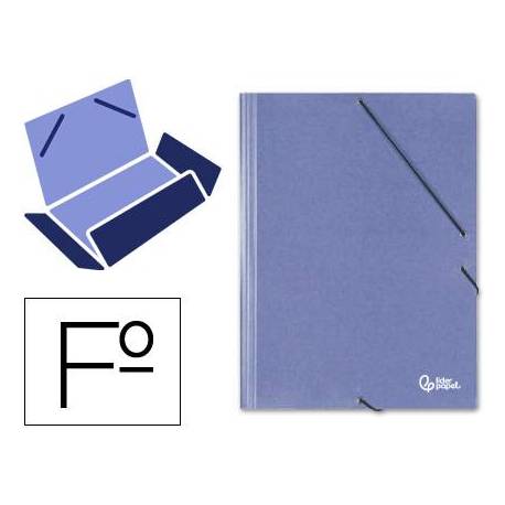 Carpetas de gomas carton simil prespan Liderpapel Folio azul