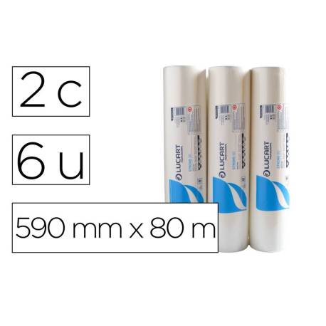 PAPEL PARA CAMILLA LUCART CELULOSA VIRGEN 17 G 2 CAPAS 216 SERVICIOS ROLLO 590 MM X 80 M CAJA DE 6 UNIDADES