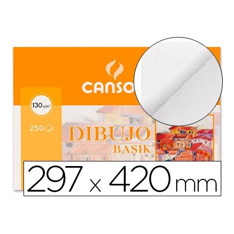Papel dibujo marca Canson lamina lisa 297x420 mm 130 g/m2