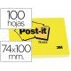 Post-it ® Bloc de notas adhesivas color amarillo quita y pon 74x100 mm