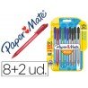 Boligrafo Paper Mate Inkjoy 100 retráctil 1 mm pack 8+2 unidades Colores surtidos